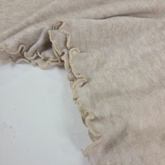 LUSH Tan Crop Sweater Scalloped Edges Lightweight Soft Medium - Picture 6 of 6